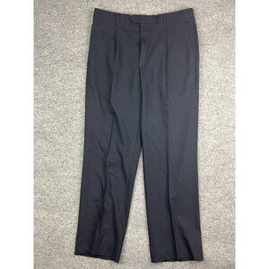 Pazoni 100% Wool Dress Pants Men's W36 x L32 Navy Blue Pleated Made in Italy